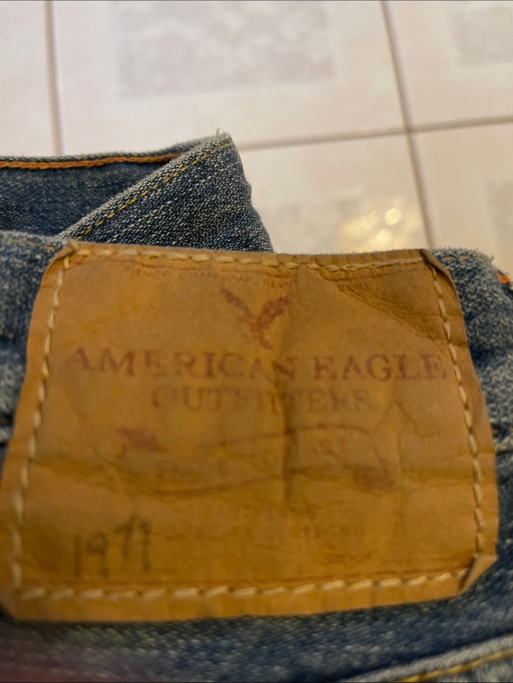 American Eagle Outfitters Dark Blue Men's Bootcut Distressed Jeans - Picture 5 of 6
